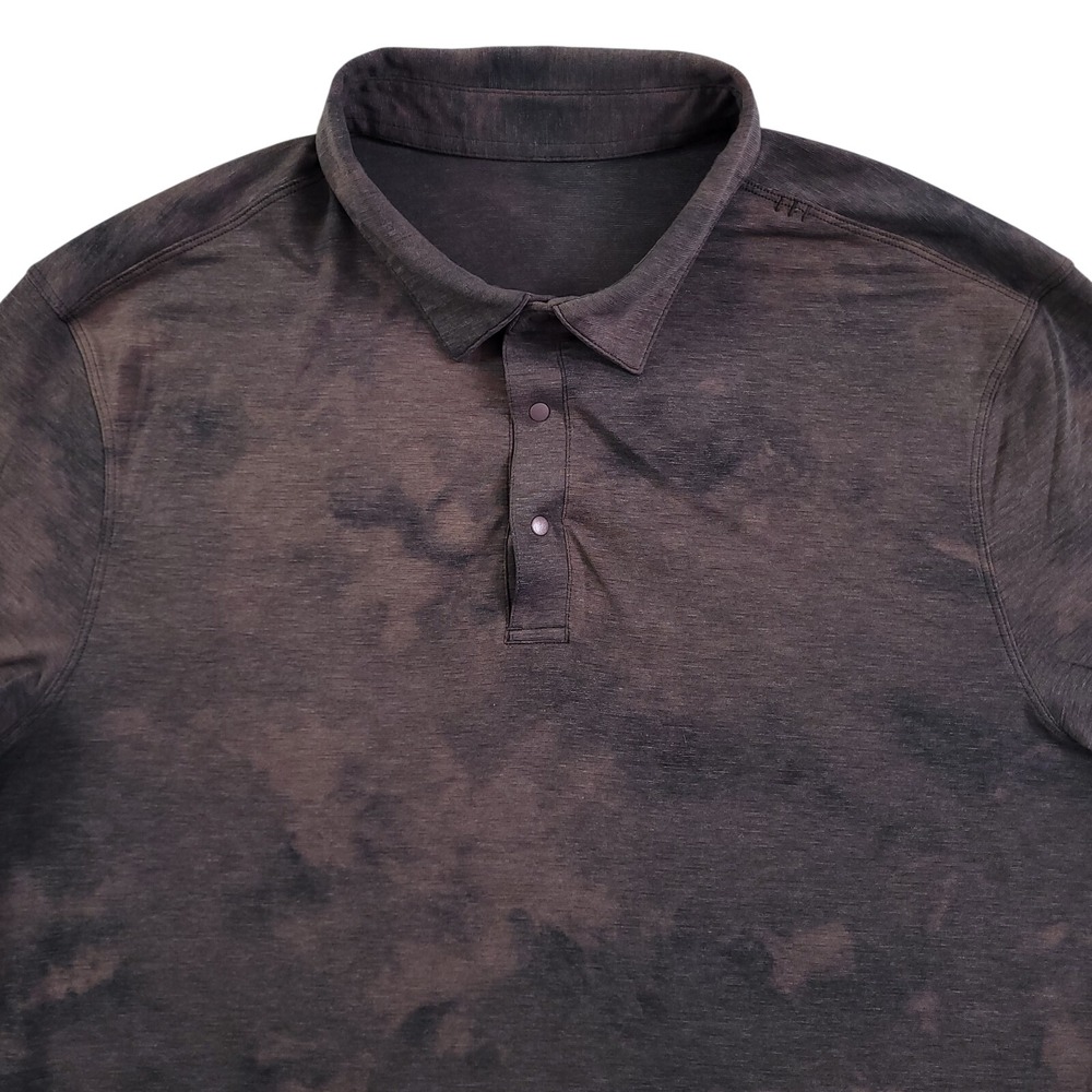 Lululemon Polo Shirt Mens L Evolution Snap Diamond Dye Sedona Sunset Gray Purple